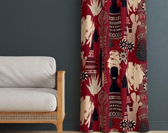 Ethnic African Curtains - Vibrant Living Room Window Drapes