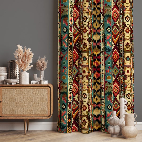 Native American Motive Curtains, Ethnic Pattern Home Curtain, African Patterned Home Curtain, African Curtain,  Country Style Curtains