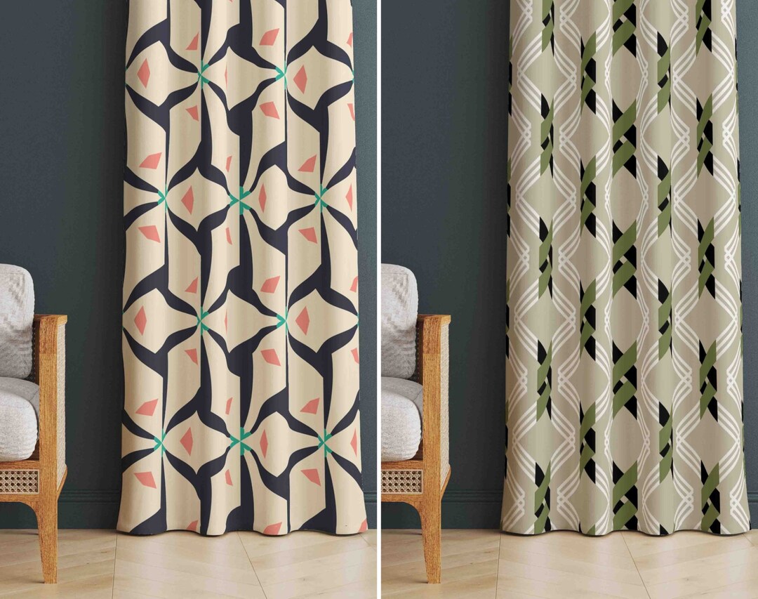 Boho Decor Curtain, Bohemian Print Curtains, Abstract Patterned