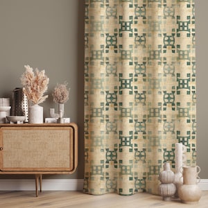 Nordic Decor Home, Scandinavian Patterned Light Colored Retro Curtains, Nordic Style Curtains For Mid Century Modern Decor, Nordic Drapes