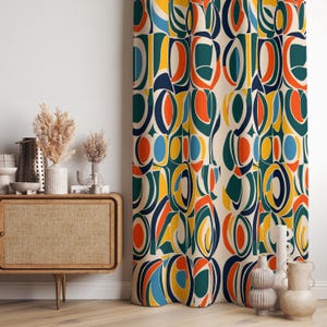 Modern Art Curtains, Abstract Curtains, Colorful Curtain With Eyelet Option, Vibrant Drape Panels, Colorful Decor Home Drape, Custom Curtain