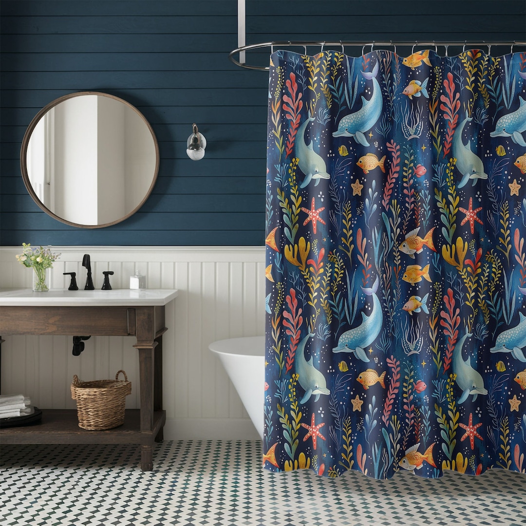 Marine Shower Curtain, Anchor Shower Curtain, Navy Shower Curtain ...