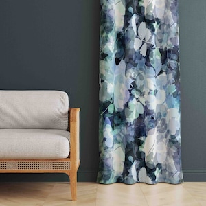 Abstract Blue Curtains, Turquoise Colour Curtains, Pastel Colour Drapes, Ocean Decor Home Drapes, Abstract Patterned Home Drape