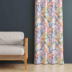 Abstract Art Curtains, Colorful Abstract Patterned Home Curtains, Abstract Patterned Home Drape, Colorful Decorative Drapes For Living Room