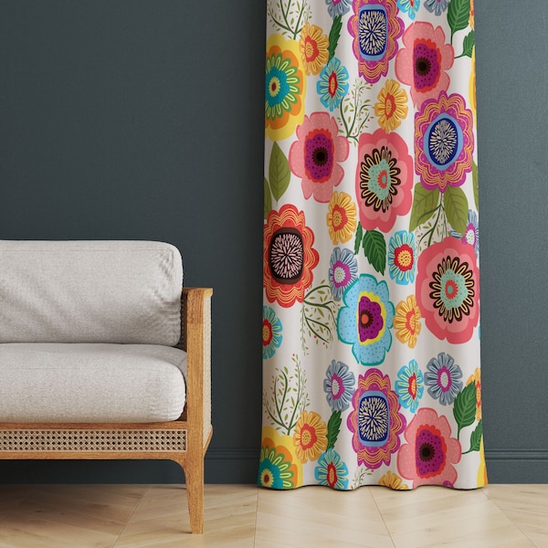 Moderne Wohnzimmervorhänge mit buntem Blumenmuster, bunte Vorhänge, abstrakte Dekor-Vorhänge, blumengemusterte Heimvorhänge