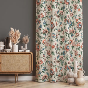 Vintage Style Curtains, Flower Patterned Decorative Curtains For Vintage Decor Home, Elegant Floral Living Room Drapes, Avant-Garde Drapes