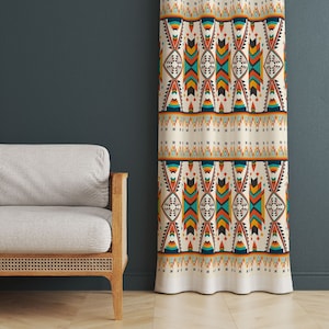 Tribal Pattern Curtains, Ethnic Style Home Curtain, Living Room Curtains with African Motifs, African Patterned Home Drapes, Ethnic Drape