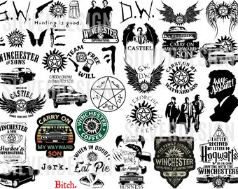 Supernatural SVG Bundle - Winchester - Ghosr Hunters - Svg Png Dxf Eps Pdf - Digital Download - Instant Download - Supernatural Logo!