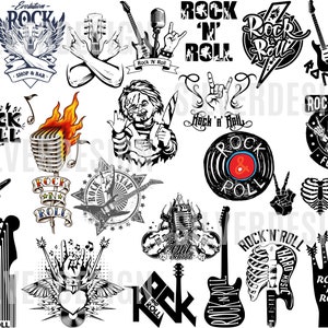 Rock N Roll SVG Bundle - Rock Music - Svg Png Dxf Eps Pdf - Digital Download - Cut File For Cricut - Instant Download - Printable Vector Art