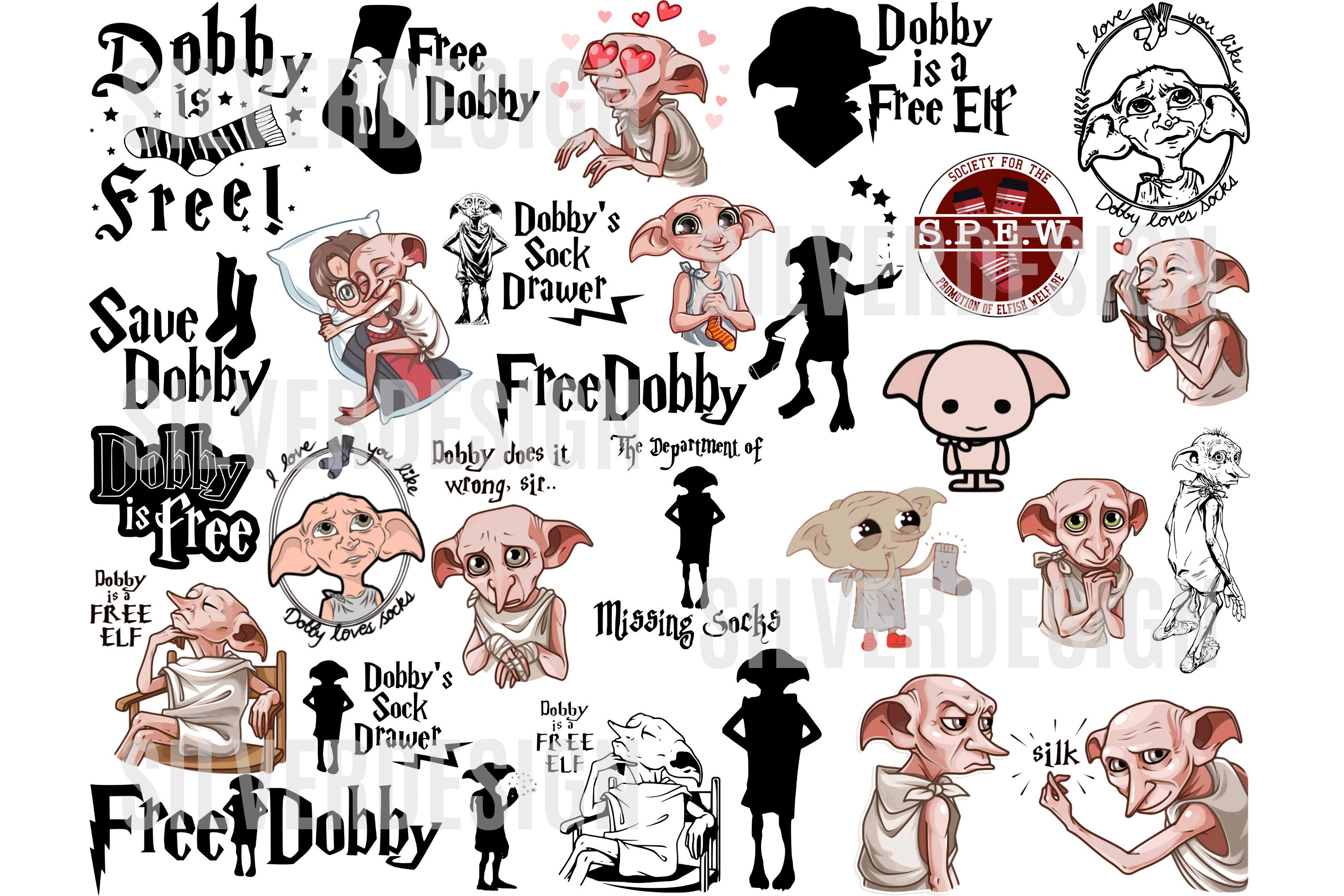 Calcetines de dibujos animados Bobblehead de Harry Potter y Dobby, paquete  de 2, Rojo 