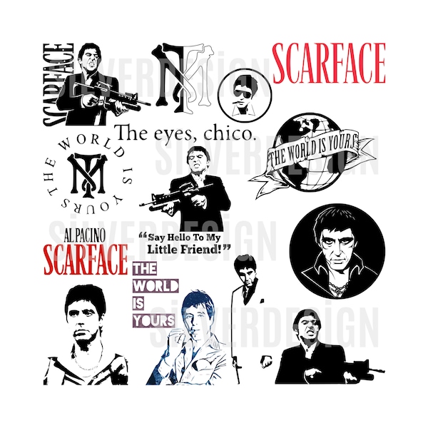 Scarface Svg Bundle, Tony Montana Svg, Scarface Png, Digital Downloads, Scarface Cricut, Instant Download, Alpacino Svg, Svg Png Dxf Eps Pdf