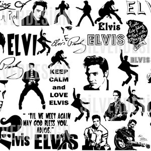 Elvis Presley SVG Bundle - Cut File For Cricut - The King Of Rock N Roll - Instant Download - Svg Png Dxf Eps Pdf - Printable Vector Art!
