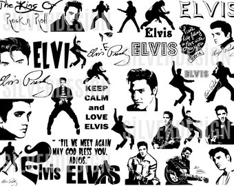 Elvis Presley SVG Bundle - Cut File For Cricut - The King Of Rock N Roll - Instant Download - Svg Png Dxf Eps Pdf - Printable Vector Art!