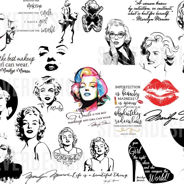 Marilyn Monroe SVG Bundle - Svg Png Dxf Eps Pdf - Cut File For Cricut - Digital Downloads - Printable ArtWork - Instant Download - VectorArt