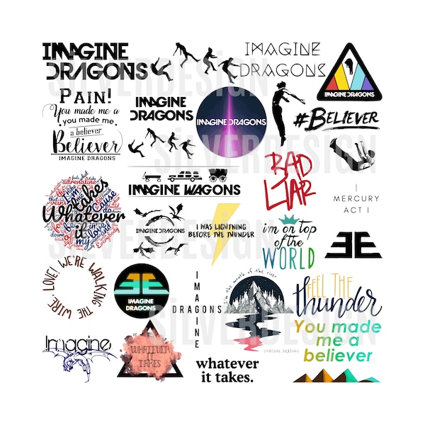 Imagine Dragons SVG Bundle Clipart, Png Pdf Svg Dxf Eps, Fichier coupé pour Cricut, Croyant