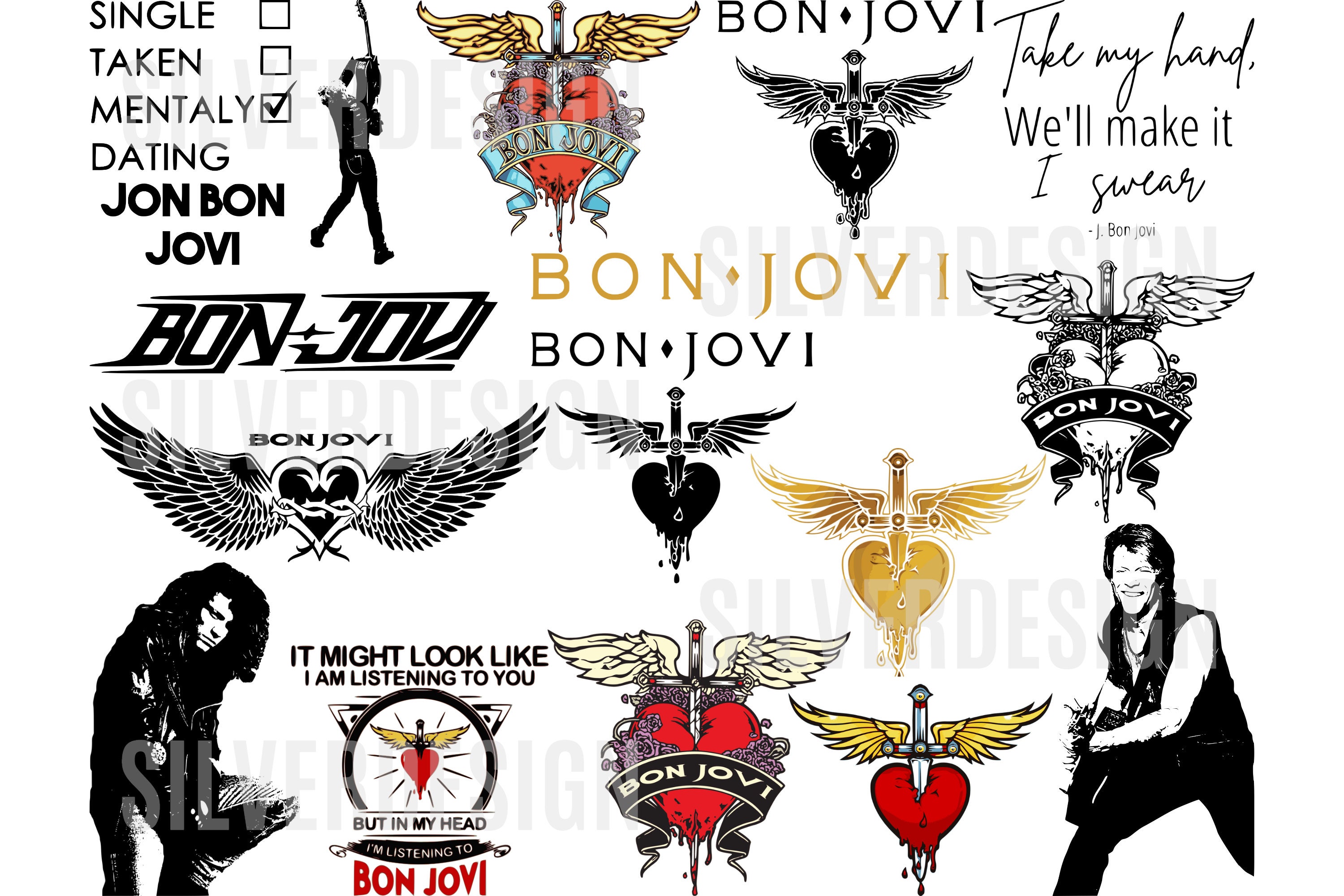 Bon Jovi SVG Bundle - Rock Band - Svg Png Dxf Eps Pdf - Perfect Cut File For Cricut - Digital Downloads - Instant Download - Printable Art!