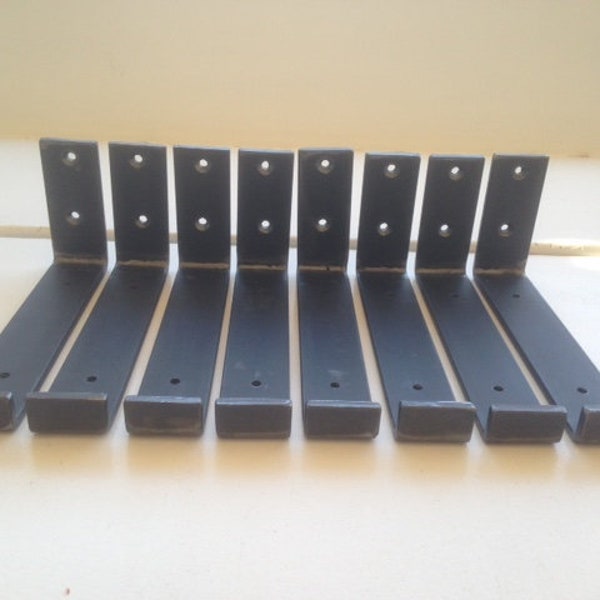 4 supports équerre noirs en acier avec retour façade pour création étagère DIY Prix dégressif selon commande de 1 à 3 lots