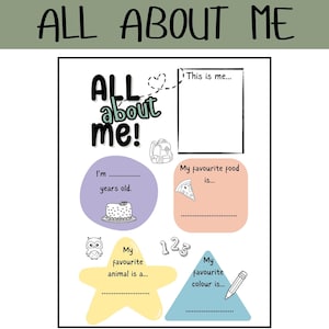 All About Me Printable Activity Coloring Page, All About Me Back To School, Get To Know Me Classroom Homeschool Worksheet, All About Me Kids