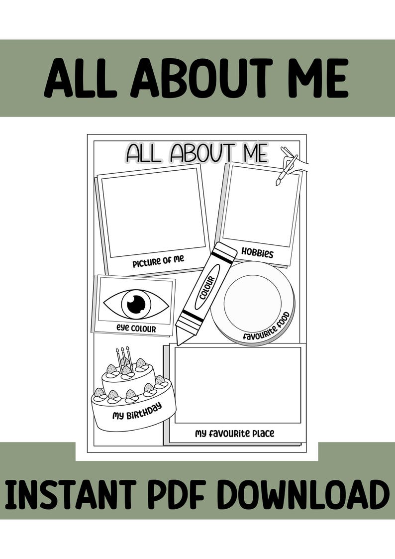 All About Me Printable Activity Coloring Page, All About Me Back to ...