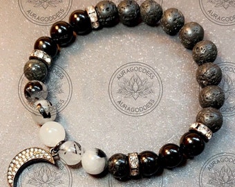 Tourmaline and Quartz 8mm bracelet