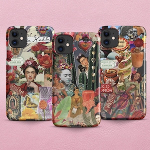 Frida Khalo Collage Art Mexican Phone case For Apple iPhone 16 and Samsung Galaxy 25 Ultra Vintage Mexican Art Boho Chic Style Phone Cover