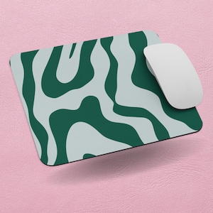 Groovy Green 70&#39;s Abstract Print Mouse Mat for PC Gift for Her Mousepad Desk Accessory Desk Mat