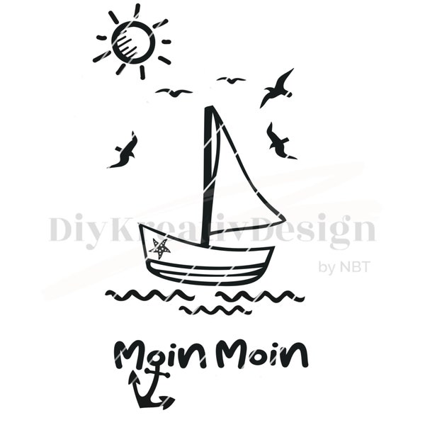 Plotter file Maritime SVG PNG Jpg, Moin svg, sea plotter file, boat anchor seagull Moin Moin ship ahoy sea love svg png jpg Instant download