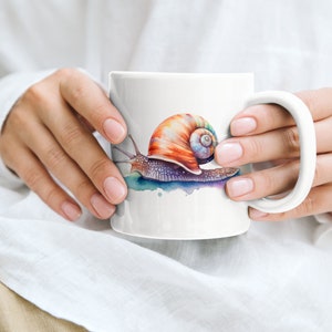 Unique Snails Watercolor Mug, 11oz, Mug, Gift, Wildlife Art Mug