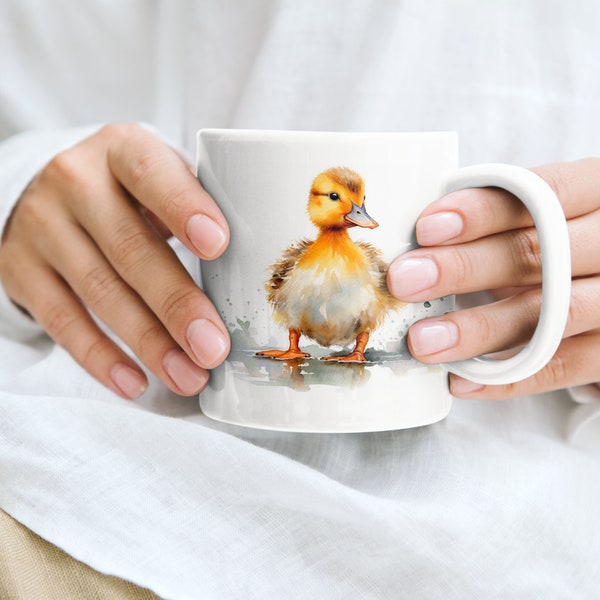 Einzigartige Enten Aquarell Tasse, 11oz, Tasse, Geschenk, Wildlife Art Tasse