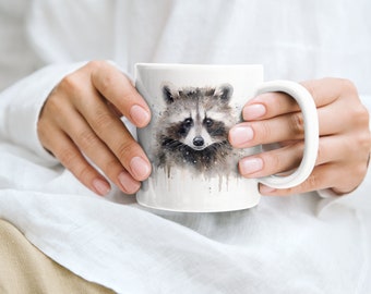 Einzigartige Waschbär Aquarell Tasse, 11oz, Tasse, Geschenk, Wildlife Art Tasse