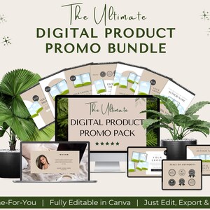 Digital Product Mockups, Whole Shop Mockup Bundle, Drag And Drop Mockups, Listing Mockup, Canva Template, Social Media Posts, Product Launch