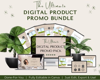 Digital Product Mockups, Whole Shop Mockup Bundle, Drag And Drop Mockups, Listing Mockup, Canva Template, Social Media Posts, Product Launch