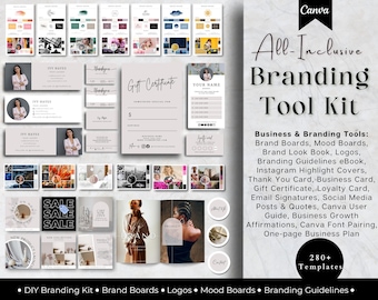 The Brand Bundle, Branding Tool Kit, DIY Brand Design, Branding Templates, Canva Brand Kit, Brand Boards, Mood Boards, Logos, IG, GreyBUN003