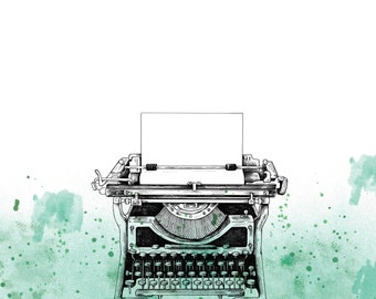 Green Typewriter Briefpapier (Digitaler Download), Stationary, Printable, Writing Paper, Wonderful for Penpaling