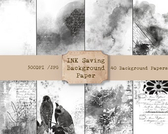 INK SAVING BACKGROUNDS - Printable, Digital Papers, Junk Journal, Scrapbooking, Grunge, Vintage, Collage Papers