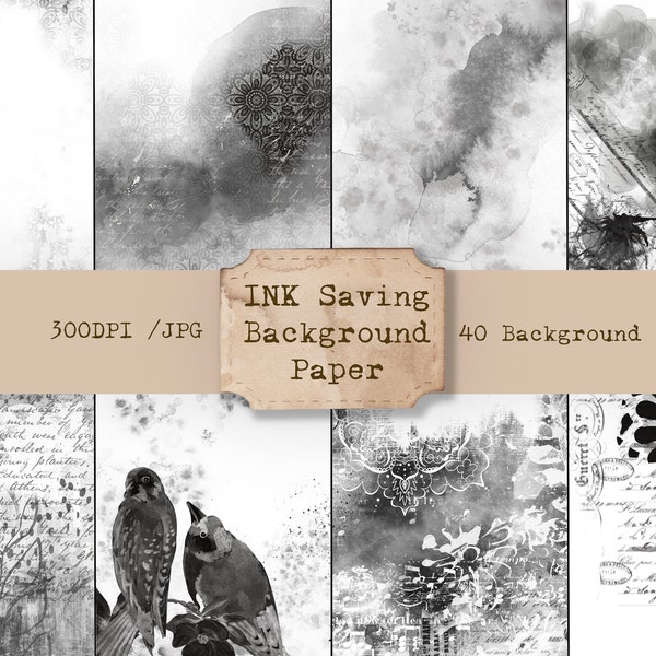 INK SAVING BACKGROUNDS - Printable, Digital Papers, Junk Journal, Scrapbooking, Grunge, Vintage, Collage Papers