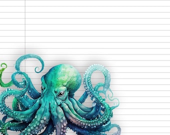 Blue Octopus Stationery (DIGITAL DOWNLOAD)