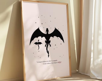 Fourth Wing Dual Dragon Art Print • Book Quote Poster (Digital Download)
