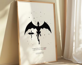 Fourth Wing Dragon Art Print • Poster boekcitaat (digitale download)