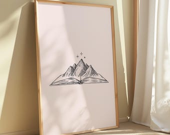 Velaris ACOTAR Poster • Book & Mountains Print (Digital Print)