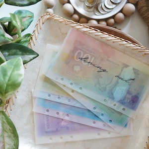 AQUARELL Matte Pergamin Geldumschläge A6 oder A7 anpassbar | Aquarell | Geldumschläge | Brieftasche Umschläge | Geldumschlag-System