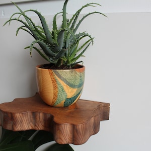 Floating wooden shelf - handmade wall decoration made of natural wood-castle brown color  28/18 cm