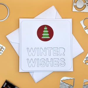 Handmade Winter Wishes Christmas Card: Layered Tree Design