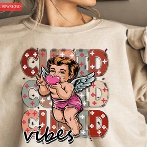 Cupidon Rétro Saint-Valentin PNG I Saint-Valentin Clipart I Cadeau Saint-Valentin |Sublimation Saint-Valentin I Tshirt Saint-Valentin Design