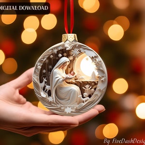 36 Files 3D Nativity Ornament Wood Sublimation PNG| Christmas Clipart|Christmas Round PNG| Wood Ornament |Christmas Gift| Christmas Ornament