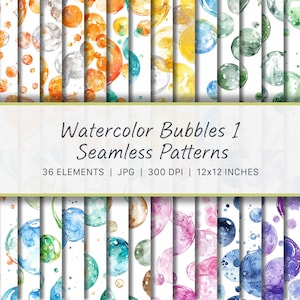 Watercolor Bubbles Strokes Digital Papers SET 1 | Seamless Patterns Digital Download | DP24012