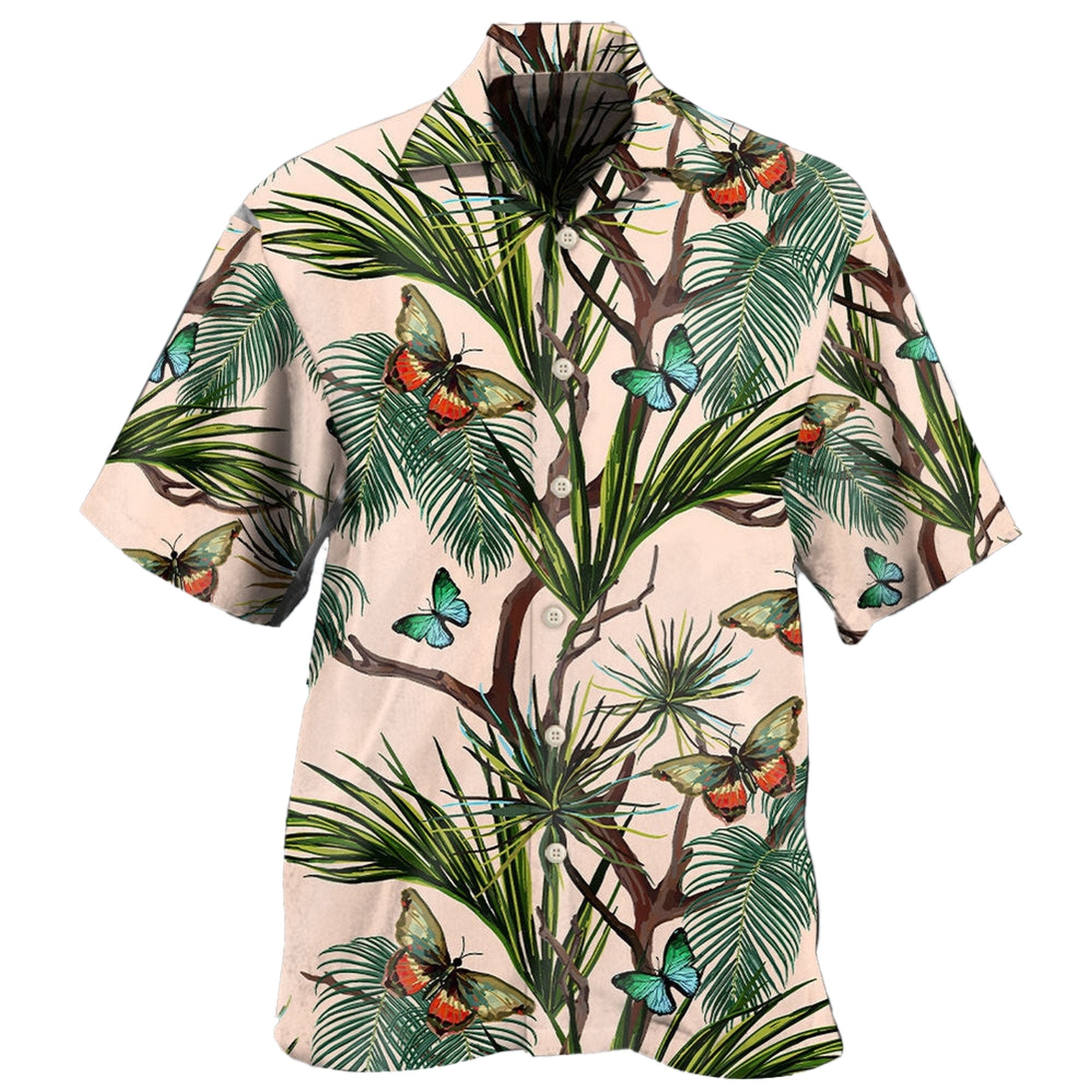 Discover Papillon Palmier Fleur Ttropicale Chemise Hawaïenne