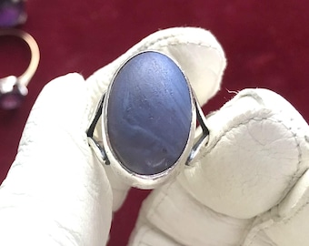 1960s silver statement ring with blue Bergslag stone from Sweden, size 5.75, Scandinavian vintage