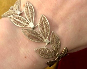 Mid-century leaf filigree bracelet