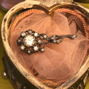 1910s Halley&#39;s Comet floral silver brooch
